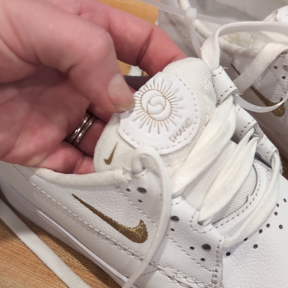 Nike White and Gold Minimalist Sneakers - Picture 3 of 7